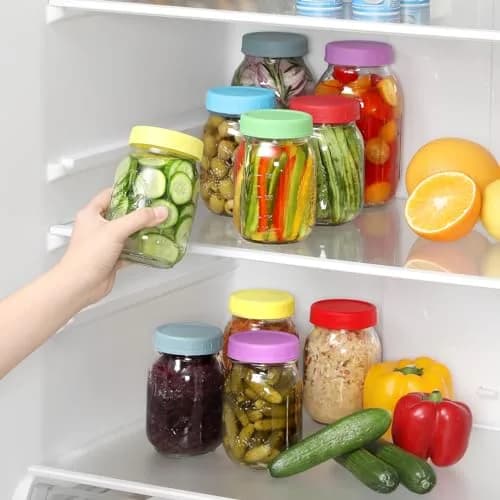 AOZITA Multicolor Plastic Mason Jar Lids for Regular Mouth Jars (12-Pack) | Leakproof & Dishwasher Safe Storage Caps thumbnail 7