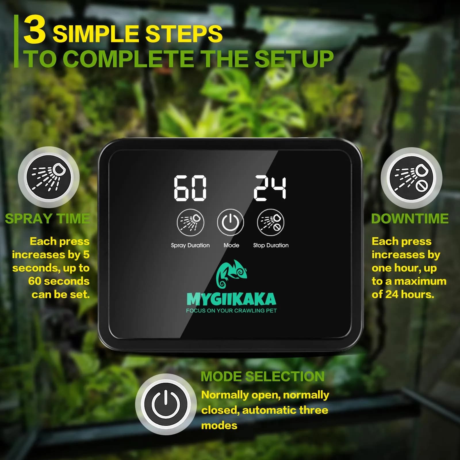 MYGIIKAKA Touch Version Upgraded Automatic Reptile Mister Fogger with 2 Nozzles & Timer Control - view 2