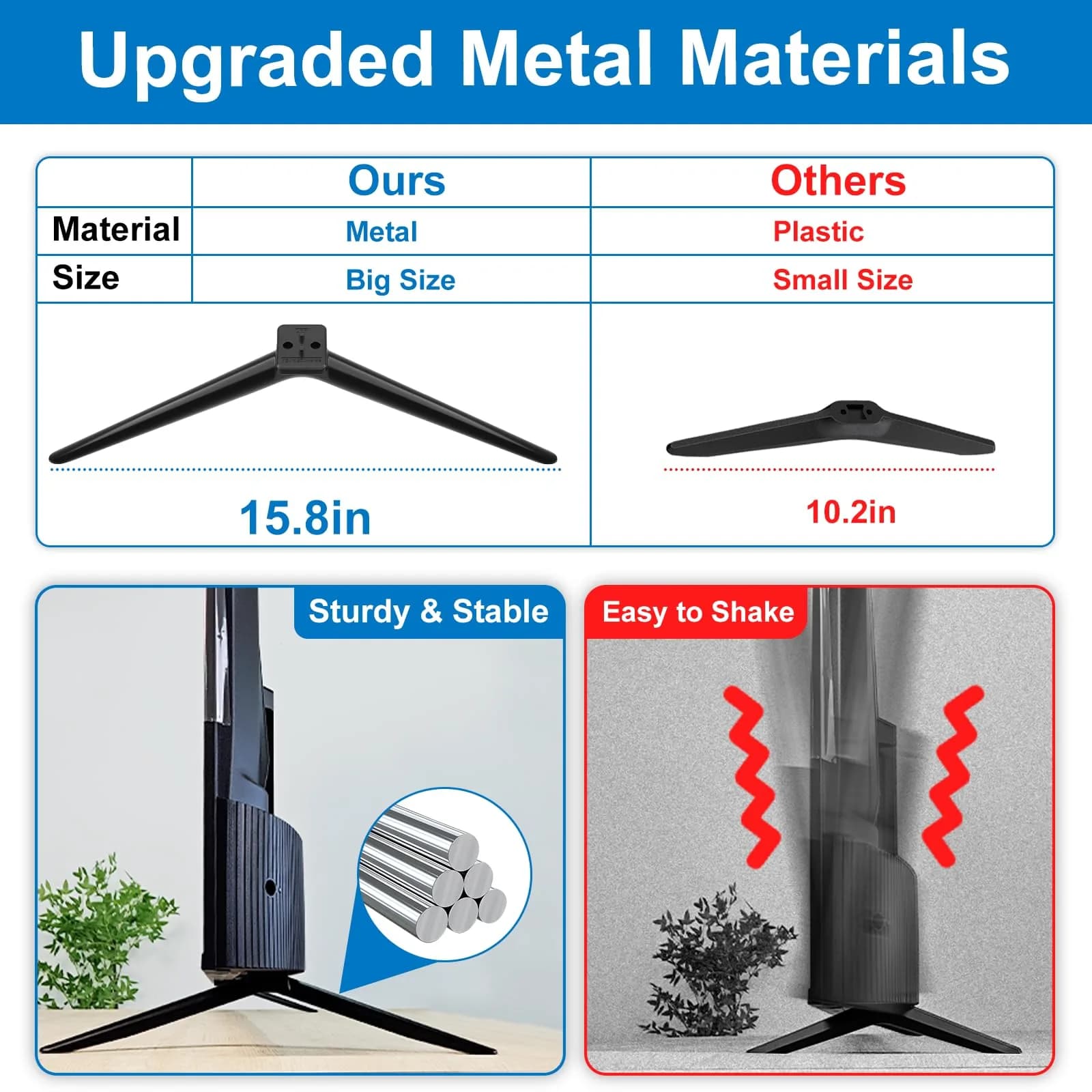 Dinghosen Metal TV Legs for TCL 70"-75" TVs | Stable Replacement Stands - view 3