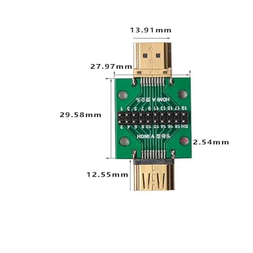 Teansic HDMI A Male to Female 19Pin Breakout Test Board (2-Pack) | Full 19 Pin Signal Breakout, Standard 2.54mm Pin Pitch thumbnail 2