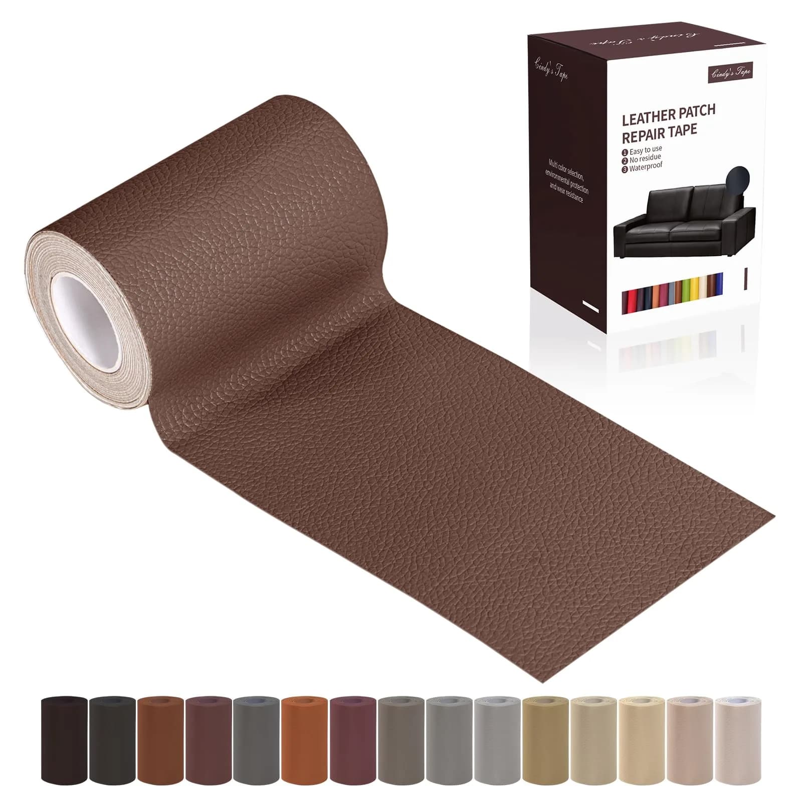 Cindy's Tape Leather Repair Patch Tape, Red 17 x 61 Inches | Self Adhesive Leather Repair Kit for Furniture & Car Seats — Brown / 3 x 61 Inches