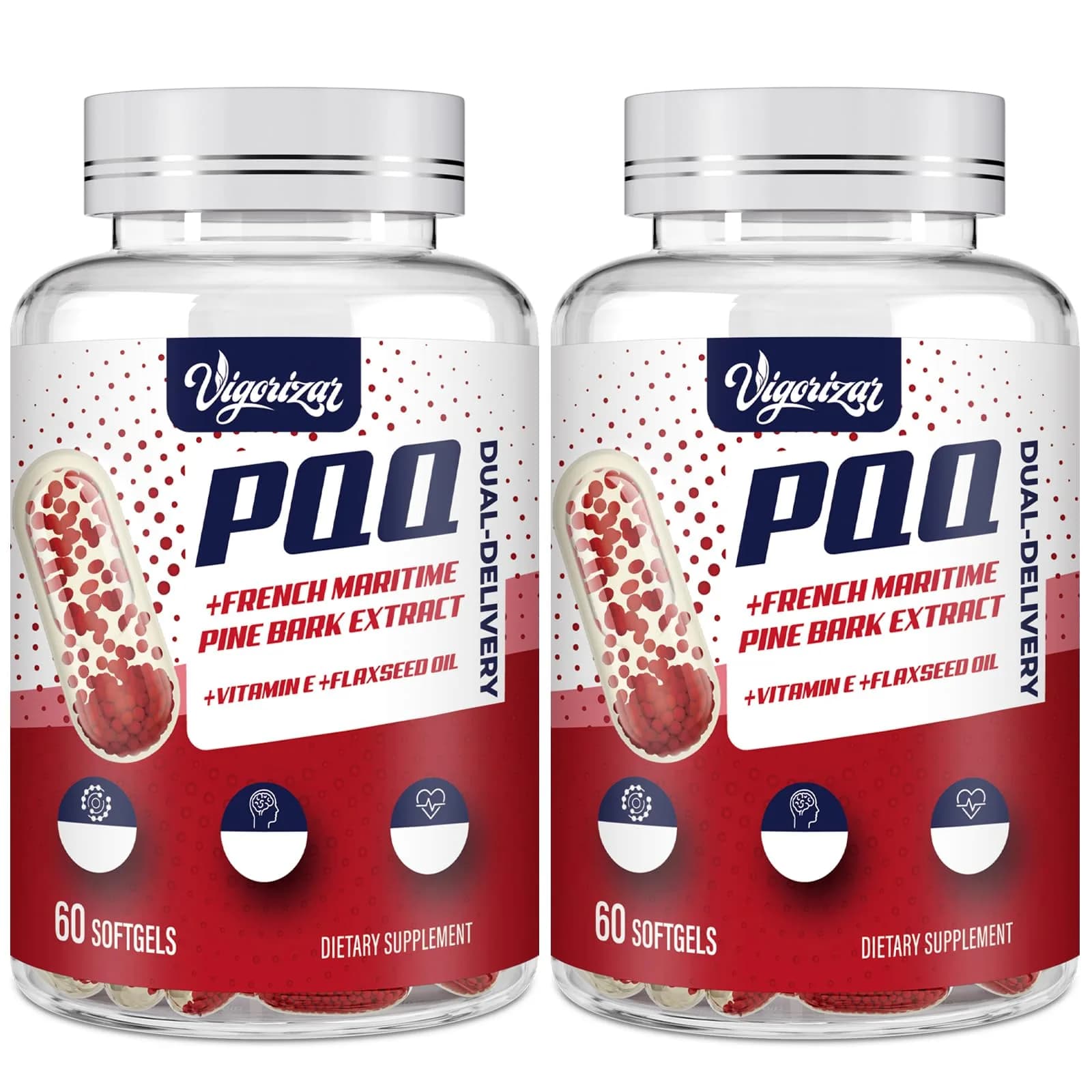 Vigorizar Pycnogeno with PQQ 120 Softgels | French Maritime Pine Bark Extract Antioxidant Support