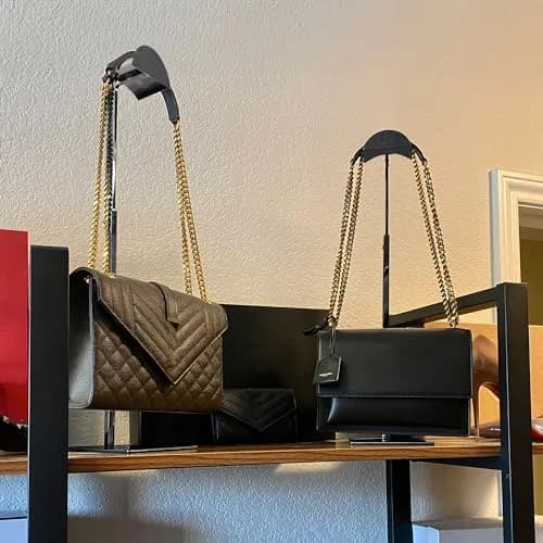 Royxen Black 3 Pack Adjustable Purse Holder Stand | Stainless Steel Bag Display Rack for Shops thumbnail 4