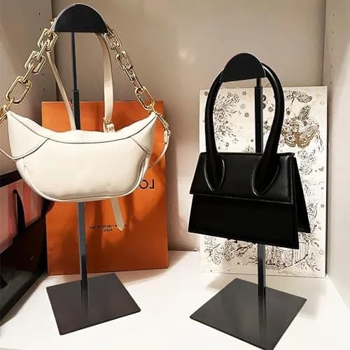 Royxen Black 3 Pack Adjustable Purse Holder Stand | Stainless Steel Bag Display Rack for Shops thumbnail 5
