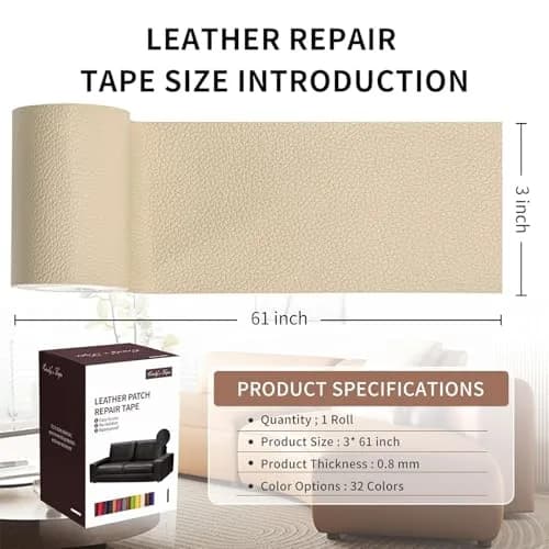 Cindy's Tape Leather Repair Patch Tape, Light Beige 3 x 61 Inches | Self-Adhesive, Waterproof & Durable thumbnail 2