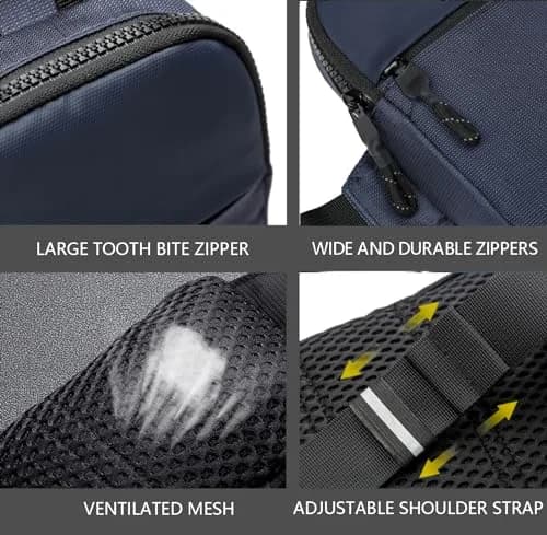 higouta Mini Waterproof Sling Bag for Men & Women, 5.3" x 8.1" x 1.2" | Navy Blue, Adjustable Strap thumbnail 6