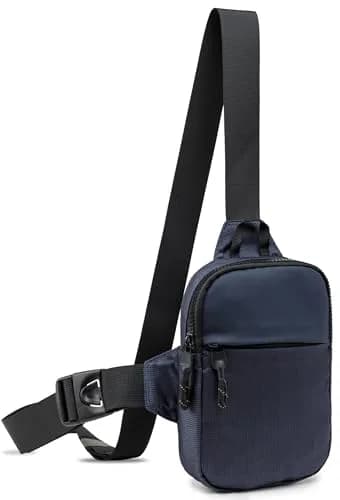 higouta Mini Waterproof Sling Bag for Men & Women, 5.3" x 8.1" x 1.2" | Navy Blue, Adjustable Strap thumbnail 1