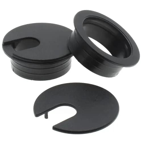 LBTODH Black 2 Pcs Desk Grommet with Removable Lid 45mm (1.77 Inch) | Organizes Cables for Desks & Tables thumbnail 2