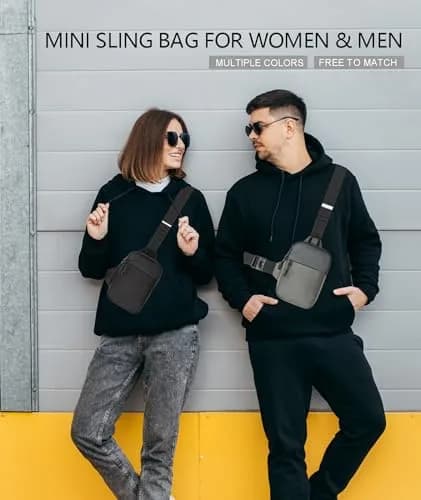 higouta Mini Sling Bag for Men Women, Small Crossbody Chest Phone Bag | 20.5cm (8.1") H x 3cm (1.2") W x 13.5cm (5.3") L thumbnail 2