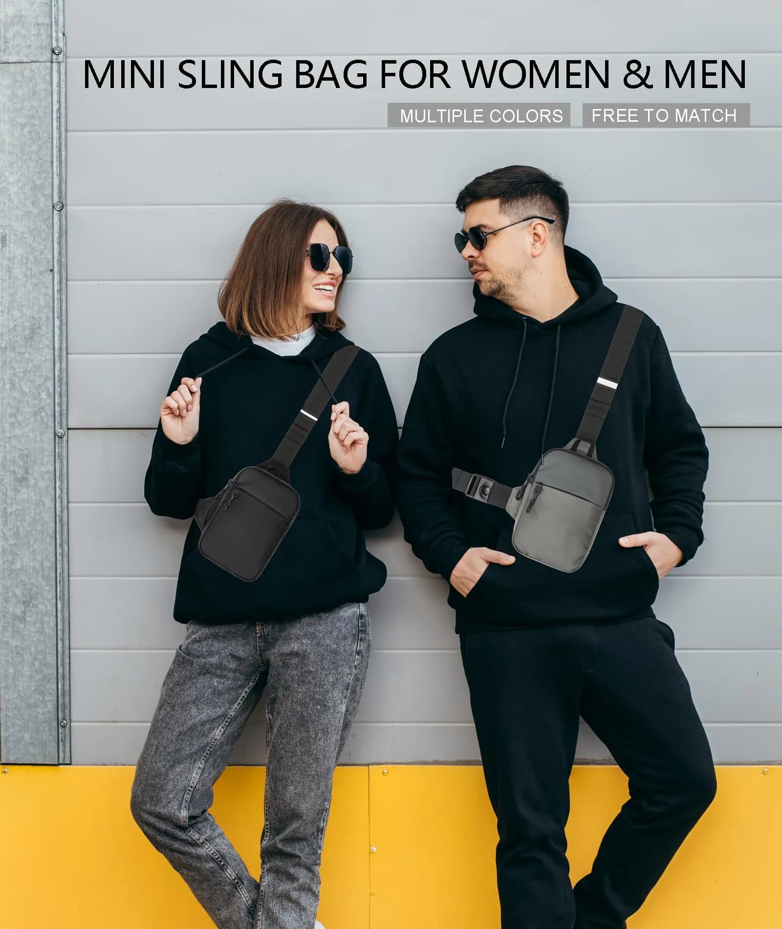 higouta Mini Sling Bag for Men Women, Small Crossbody Chest Phone Bag | 20.5cm (8.1") H x 3cm (1.2") W x 13.5cm (5.3") L - view 2