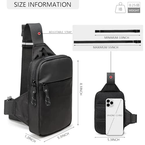 higouta Mini Sling Bag for Men Women, Small Crossbody Waterproof Shoulder Chest Bag 1L (0.035 Cu Ft) | Travel, Work, Sport thumbnail 4