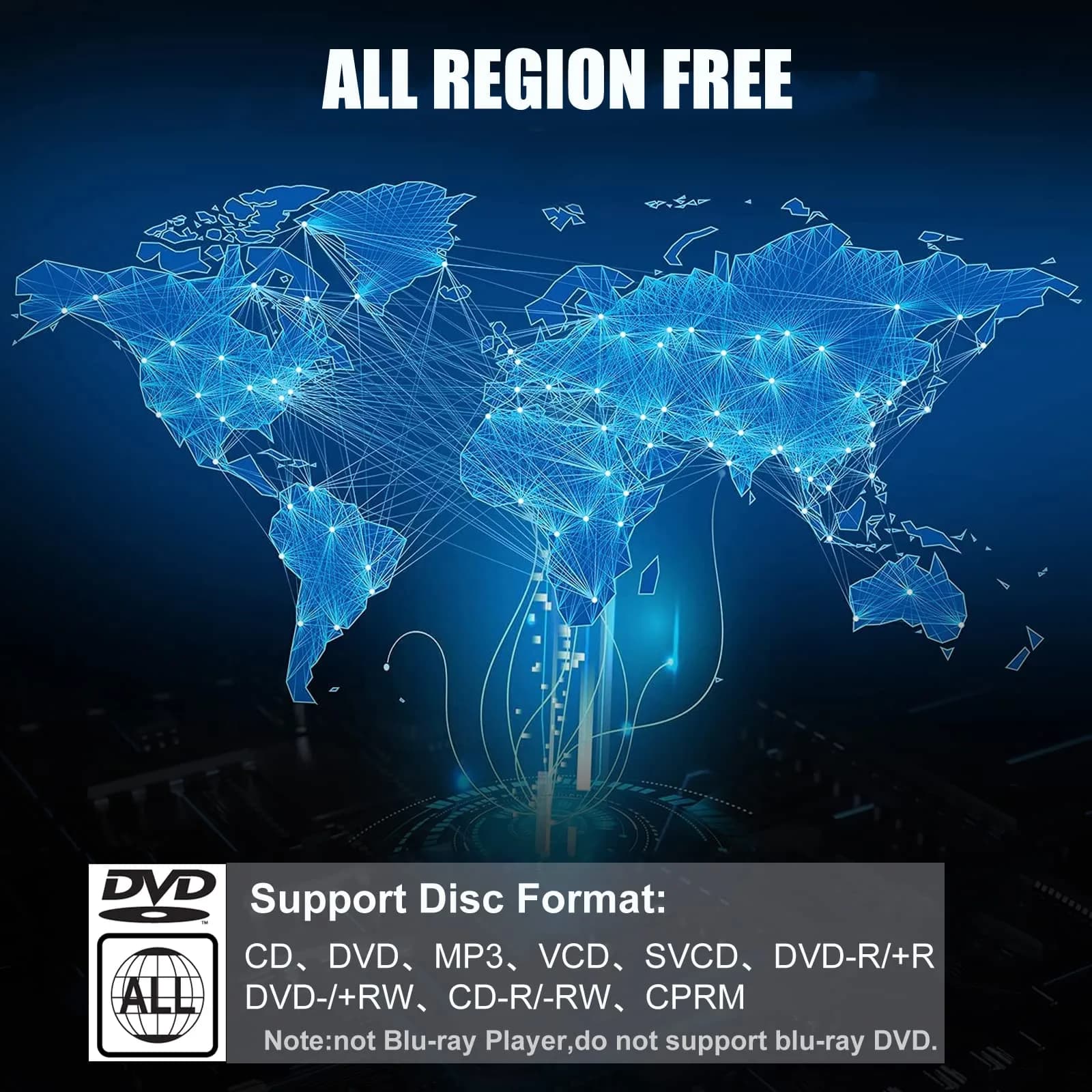 Ceihoit Mini HD DVD Player, All Region, 1080p Up-Convert, USB 2.0 | HDMI & RCA Included - view 5