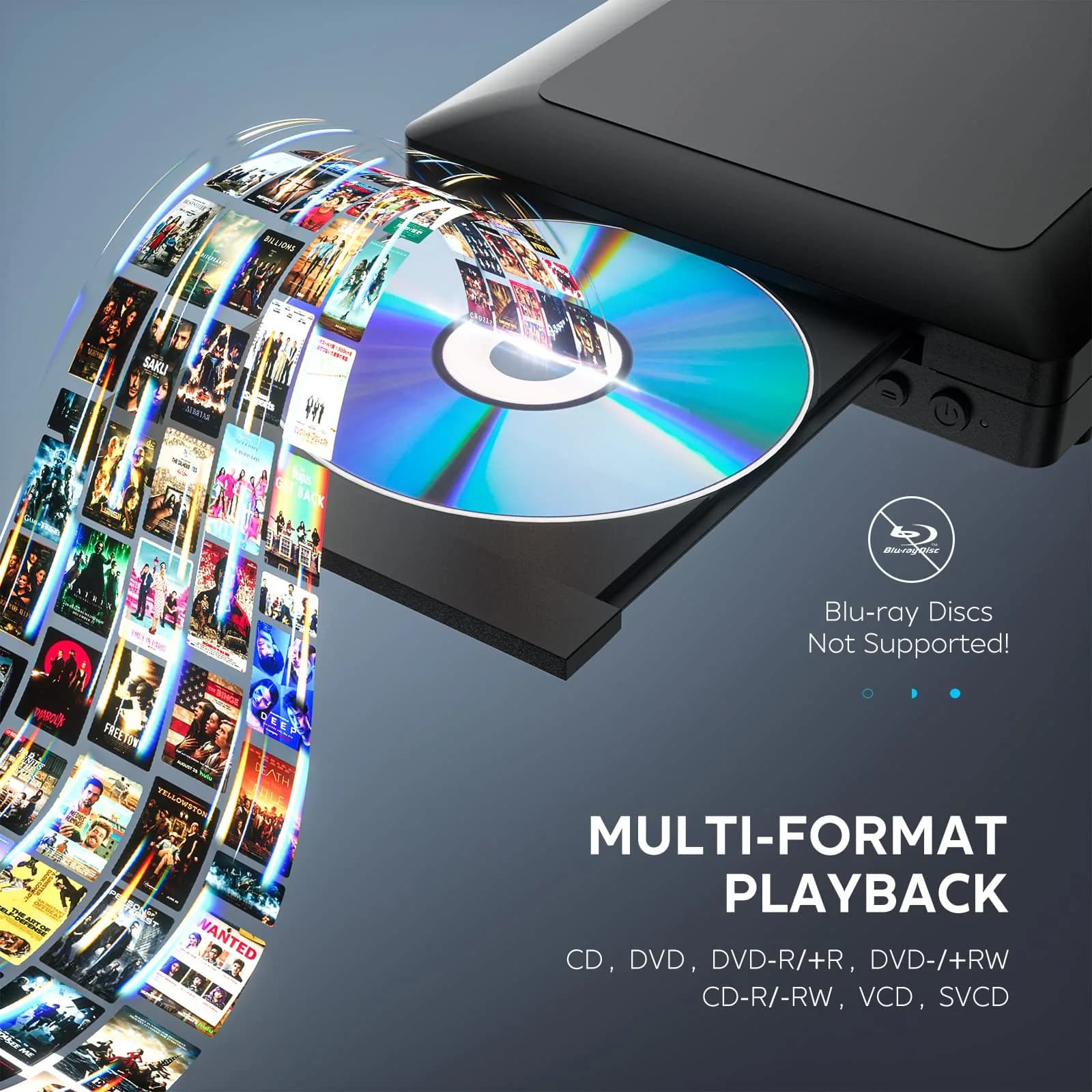 Ceihoit Mini HD DVD Player, All Region, 1080p Up-Convert, USB 2.0 | HDMI & RCA Included - view 8