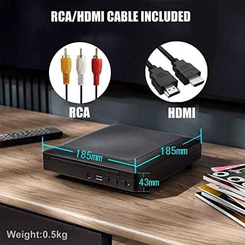 Ceihoit Mini HD DVD Player, All Region, 1080p Up-Convert, USB 2.0 | HDMI & RCA Included thumbnail 3