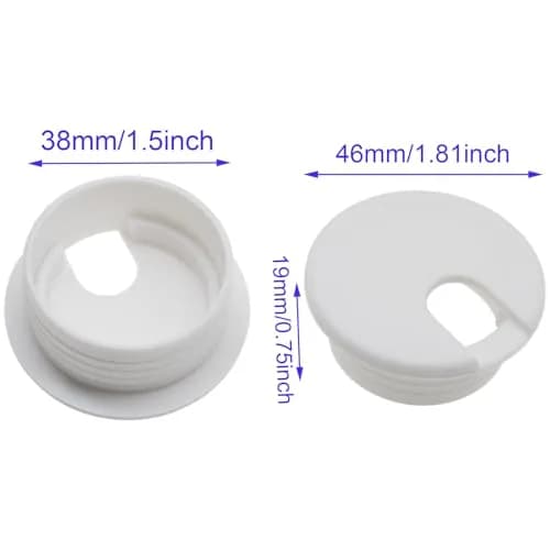 LBTODH White 2 Pcs ABS Plastic Desk Grommet 38mm (1.5 Inch) | Cable Management for Desks & Tables thumbnail 2