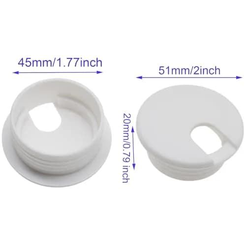 LBTODH White Desk Grommet 45mm (1-3/4 Inch) | Arrange Wires Through Computer Tables thumbnail 2