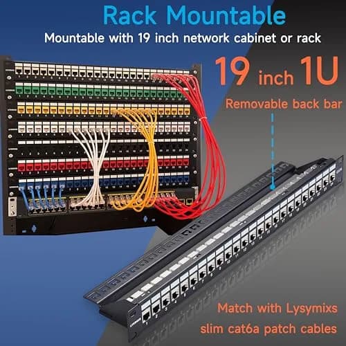 Lysymixs 24 Port Cat7 STP Patch Panel 19 Inch Rack Mountable | High Speed Ethernet Network thumbnail 6