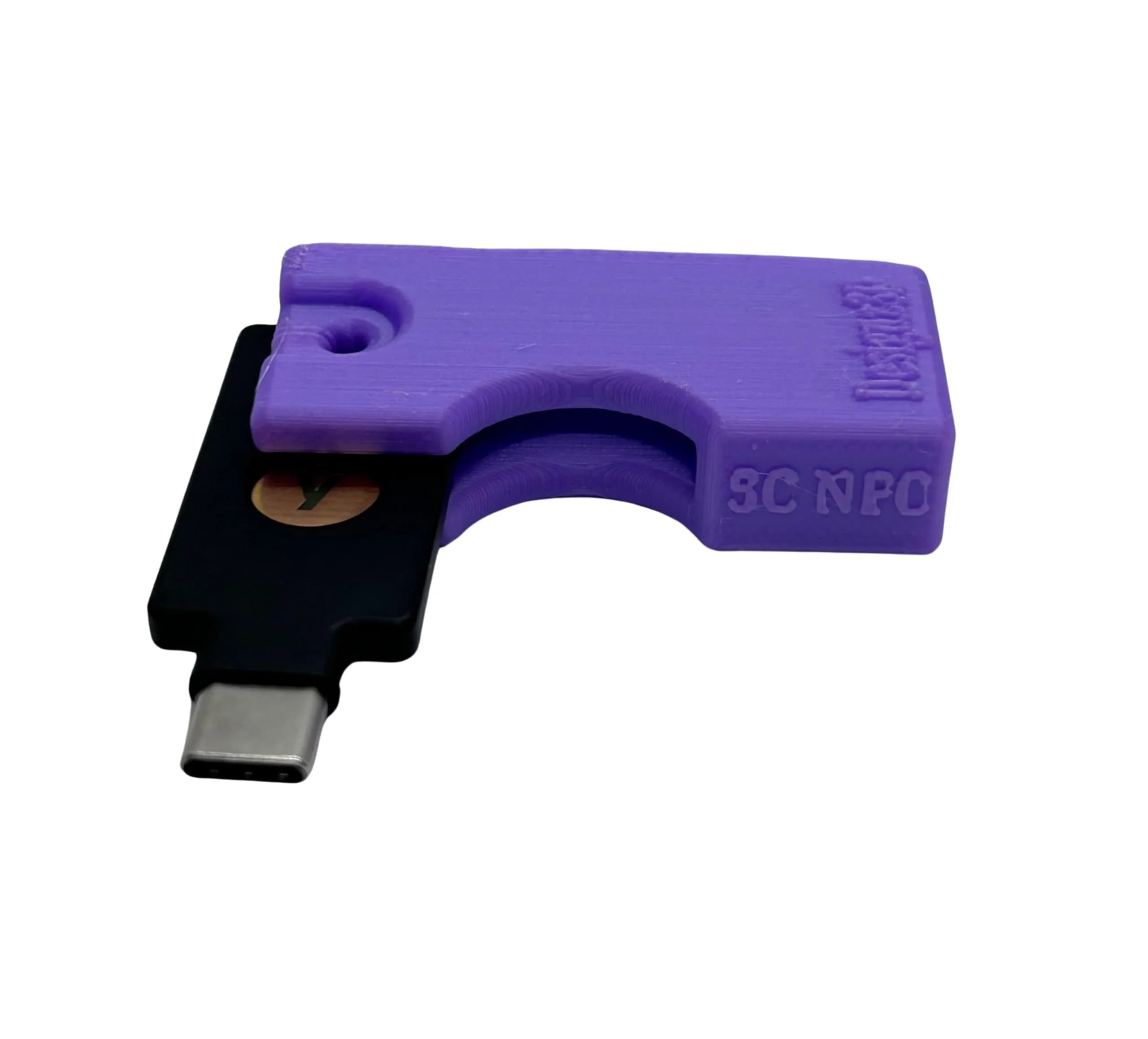 Designz3D Purple Yubikey Protector Flip Case Keychain Holder with Keyring | 3D Printed Water Resistant - view 2