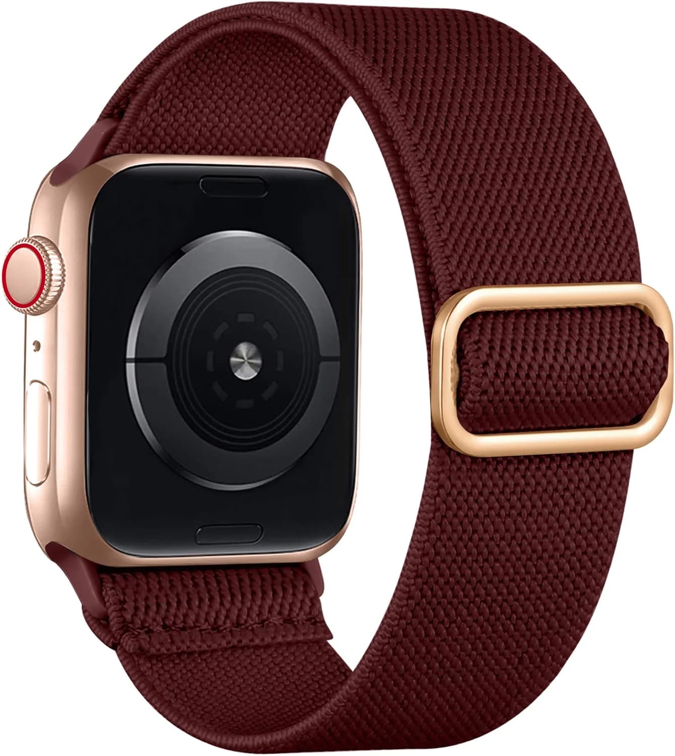 Lerobo Braided Solo Loop Compatible with Apple Watch Bands 40mm 41mm 42mm 44mm 45mm 46mm 49mm | Adjustable Nylon Sport Band — Dark Red