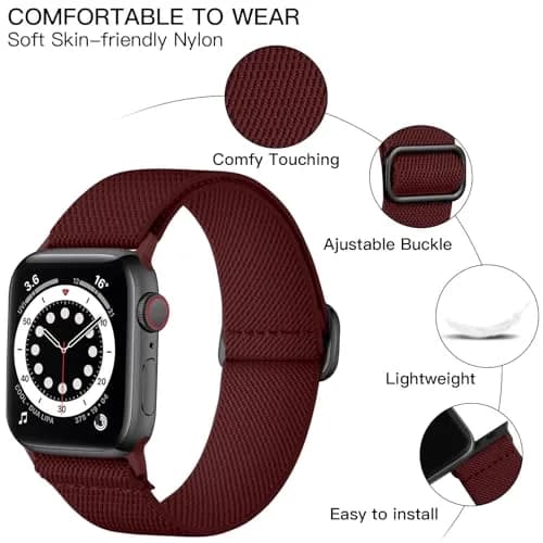 Lerobo Braided Solo Loop Compatible with Apple Watch Bands 40mm 41mm 42mm 44mm 45mm 46mm 49mm | Adjustable Nylon Sport Band thumbnail 2