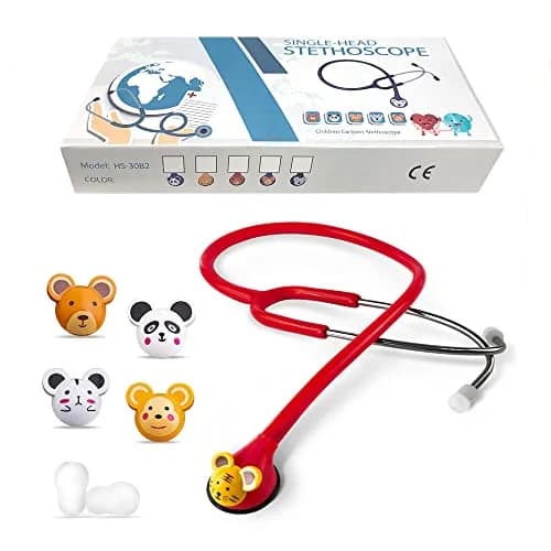 SCIAN Real Working Stethoscope Red | Interchangeable Cartoon Heads, Professional Quality for Doctors, Nurses, Clinicians thumbnail 7