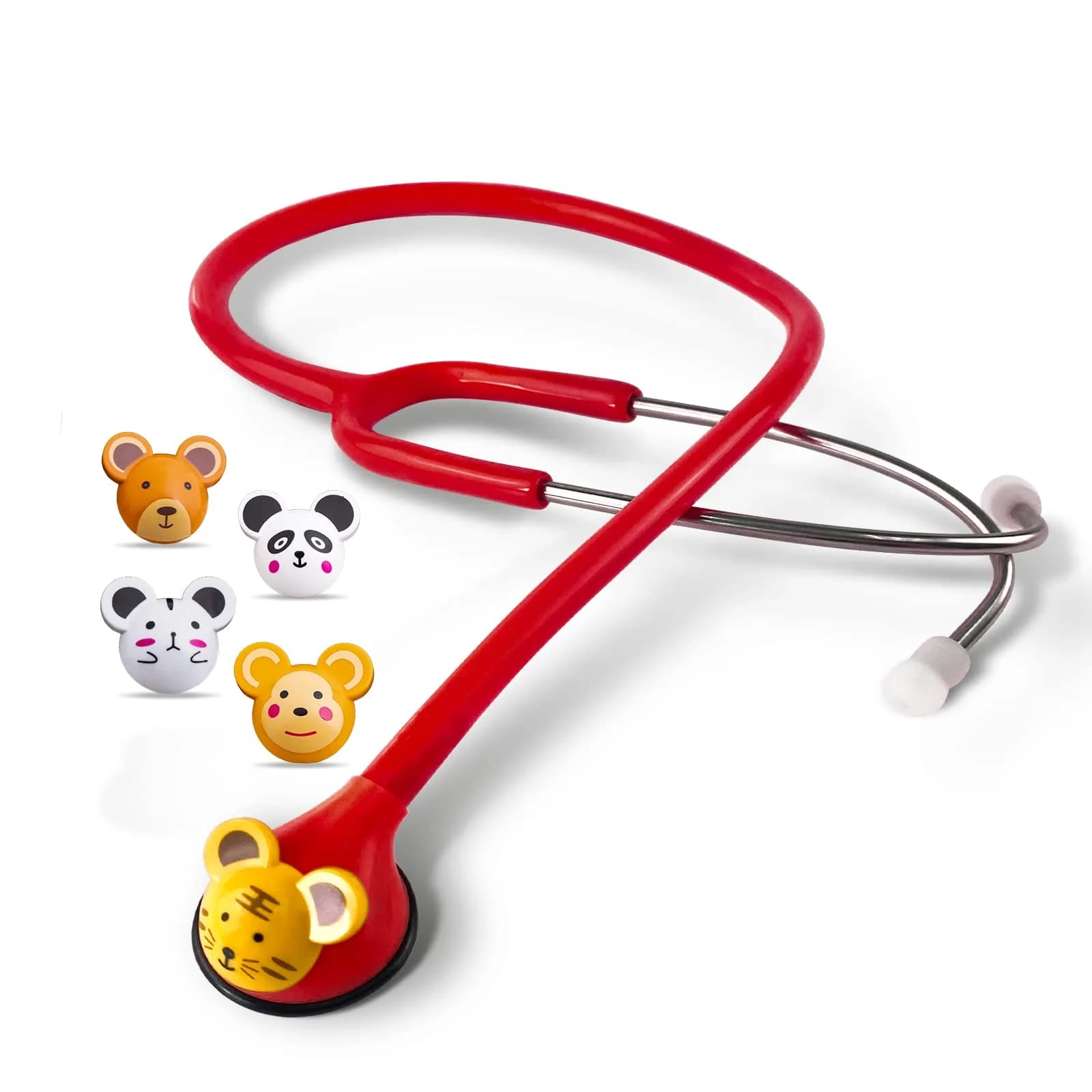 SCIAN Real Working Stethoscope with 5 Interchangeable Cartoon Heads, Professional Quality Purple | 22.1cm (8.7in) Length — Red