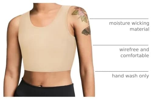 LEINIDINA Chest Binder Bra Transgender FTM LGBT Compression Tank Top, Skin, Flattens Chest, Comfortable Fit, Breathable, Zipper Closure thumbnail 4