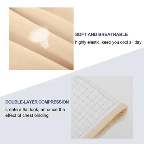 LEINIDINA Chest Binder Bra Transgender FTM LGBT Compression Tank Top, Skin, Flattens Chest, Comfortable Fit, Breathable, Zipper Closure thumbnail 6