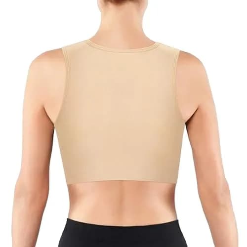 LEINIDINA Chest Binder Bra Transgender FTM LGBT Compression Tank Top, Skin, Flattens Chest, Comfortable Fit, Breathable, Zipper Closure thumbnail 2
