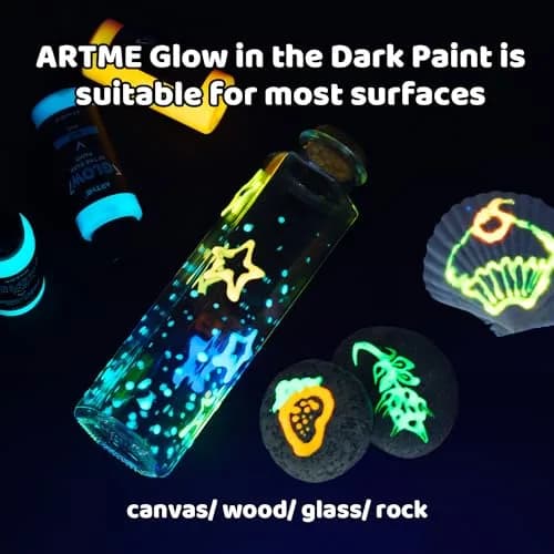 ARTME Glow in The Dark Paint Set, 10 Colors 20 Fl Oz (600ml) | ASTM D-4236 & EN71 Certified Neon Acrylic Craft Paint thumbnail 6