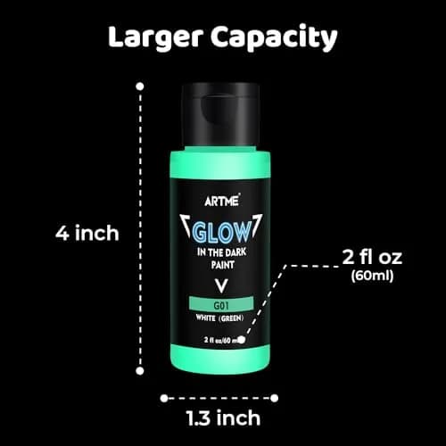 ARTME Glow in The Dark Paint Set, 10 Colors 20 Fl Oz (600ml) | ASTM D-4236 & EN71 Certified Neon Acrylic Craft Paint thumbnail 3