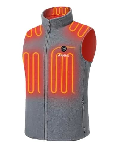 Venustas Men's Heated Fleece Vest with 6 Heating Zones & Battery Pack | Lightweight, 5X-Large, Gray, Winter thumbnail 1