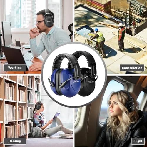 ProCase NRR 28dB Passive Hearing Protection Earmuffs | Adjustable Noise Reduction Headphones for Adults & Teens (2-Pack, Navy & Black) thumbnail 7