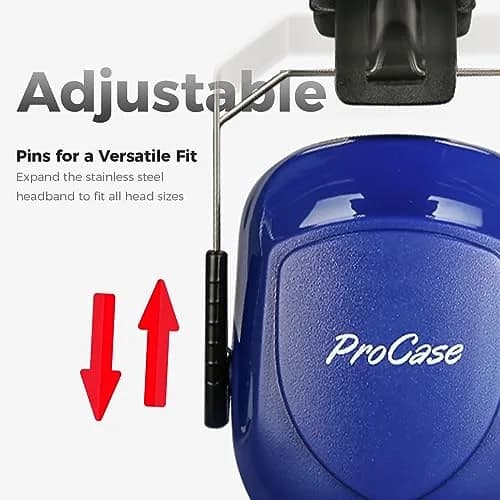 ProCase NRR 28dB Passive Hearing Protection Earmuffs | Adjustable Noise Reduction Headphones for Adults & Teens (2-Pack, Navy & Black) thumbnail 2