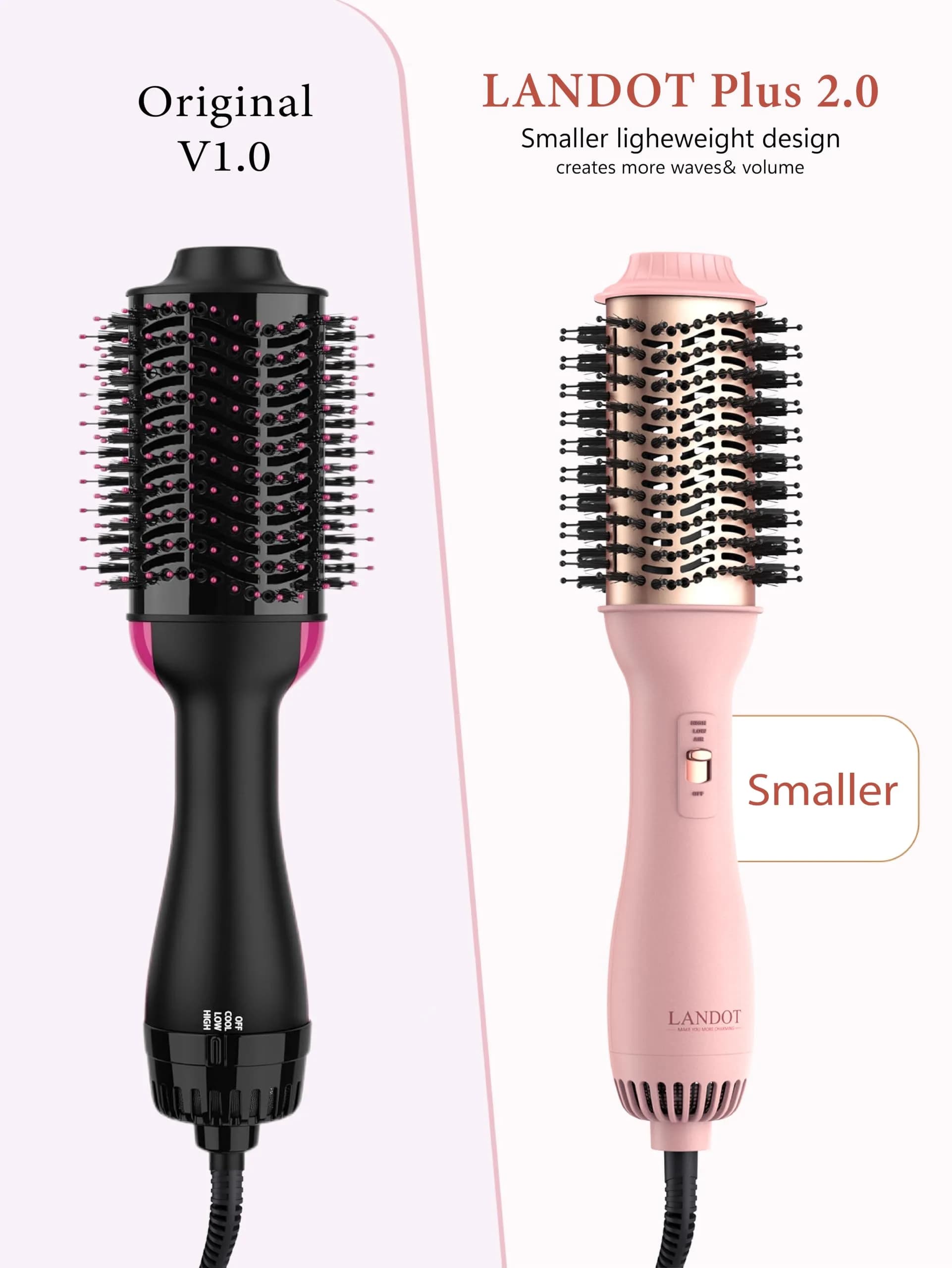LANDOT One-Step Hair Blow Dryer Brush 1000W | 16.5cm (6.5 Inch) Oval Barrel - view 5