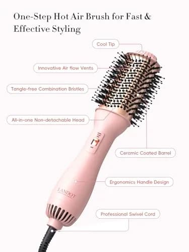 LANDOT One-Step Hair Blow Dryer Brush 1000W | 16.5cm (6.5 Inch) Oval Barrel thumbnail 6