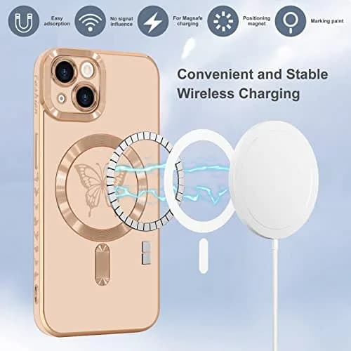 Lafunda Magnetic for iPhone 15 Plus Case Butterfly, Pink | Support Wireless Charging & Full Camera Protection thumbnail 4