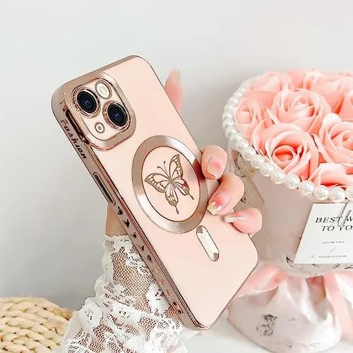 Lafunda Magnetic for iPhone 15 Plus Case Butterfly, Pink | Support Wireless Charging & Full Camera Protection thumbnail 6