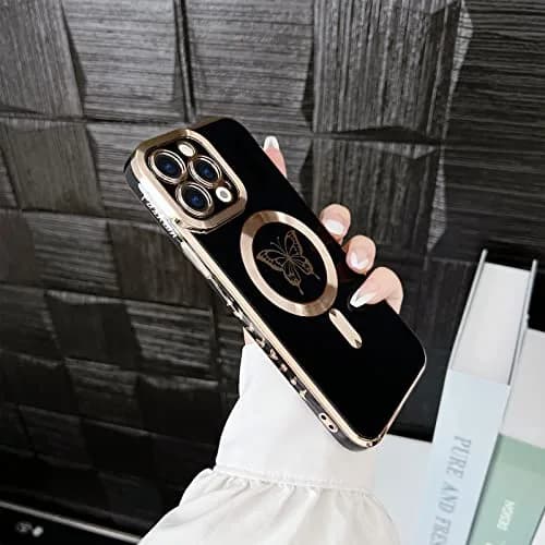 Lafunda Magnetic for iPhone 15 Pro Case Butterfly, Black | Stylish Shockproof TPU Cover with Magnetic Support thumbnail 6