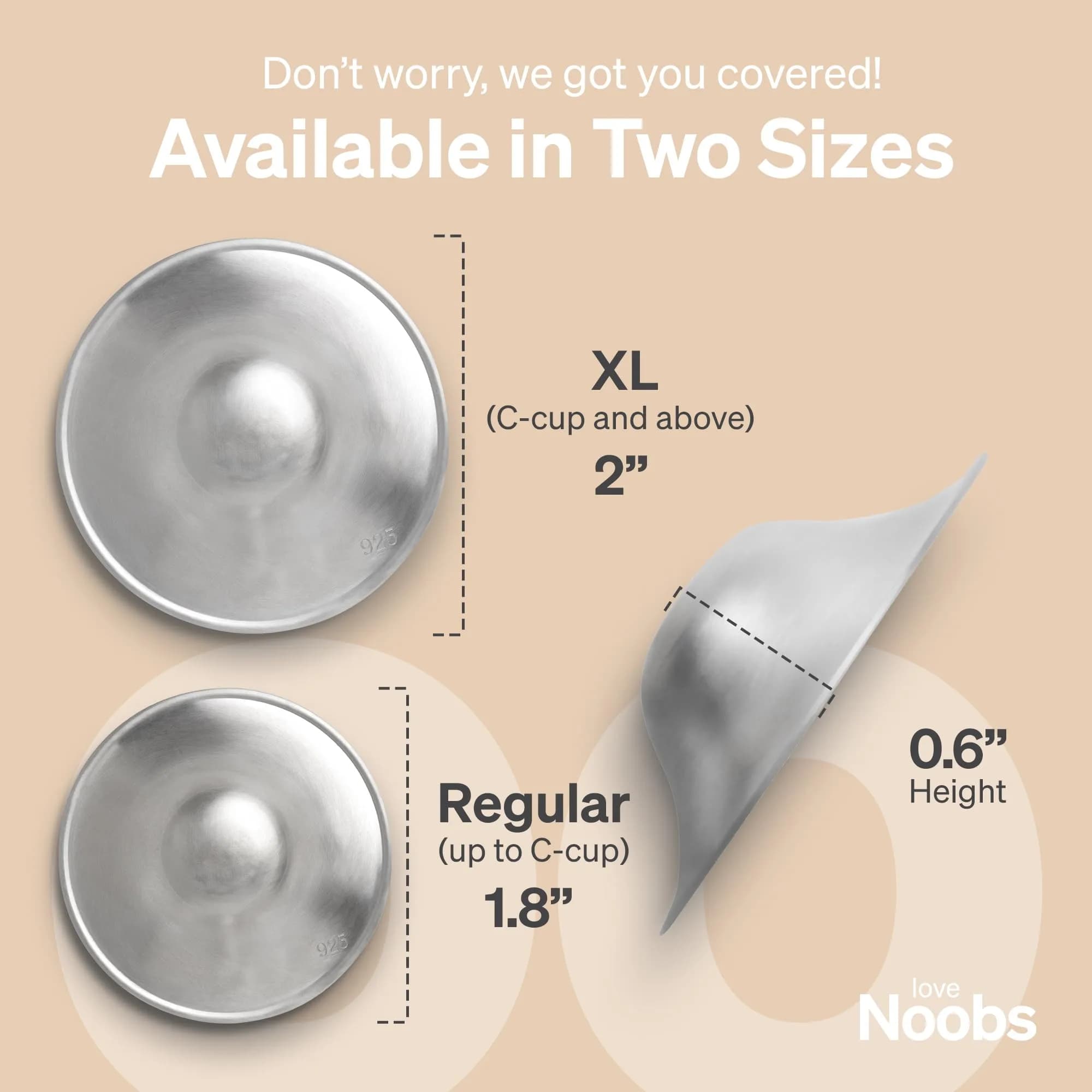 Love Noobs Silver Nursing Cups XL Size | Natural Nipple Pain Relief for Breastfeeding Newborns - view 5
