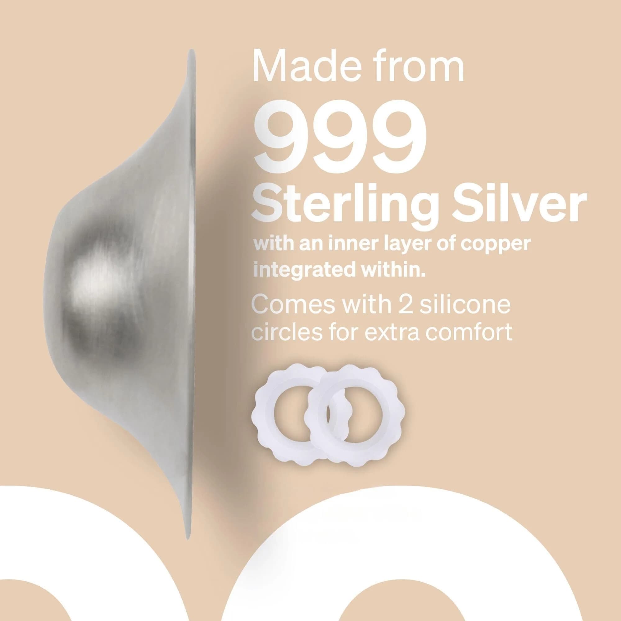 Love Noobs Silver Nursing Cups XL Size | Natural Nipple Pain Relief for Breastfeeding Newborns - view 9