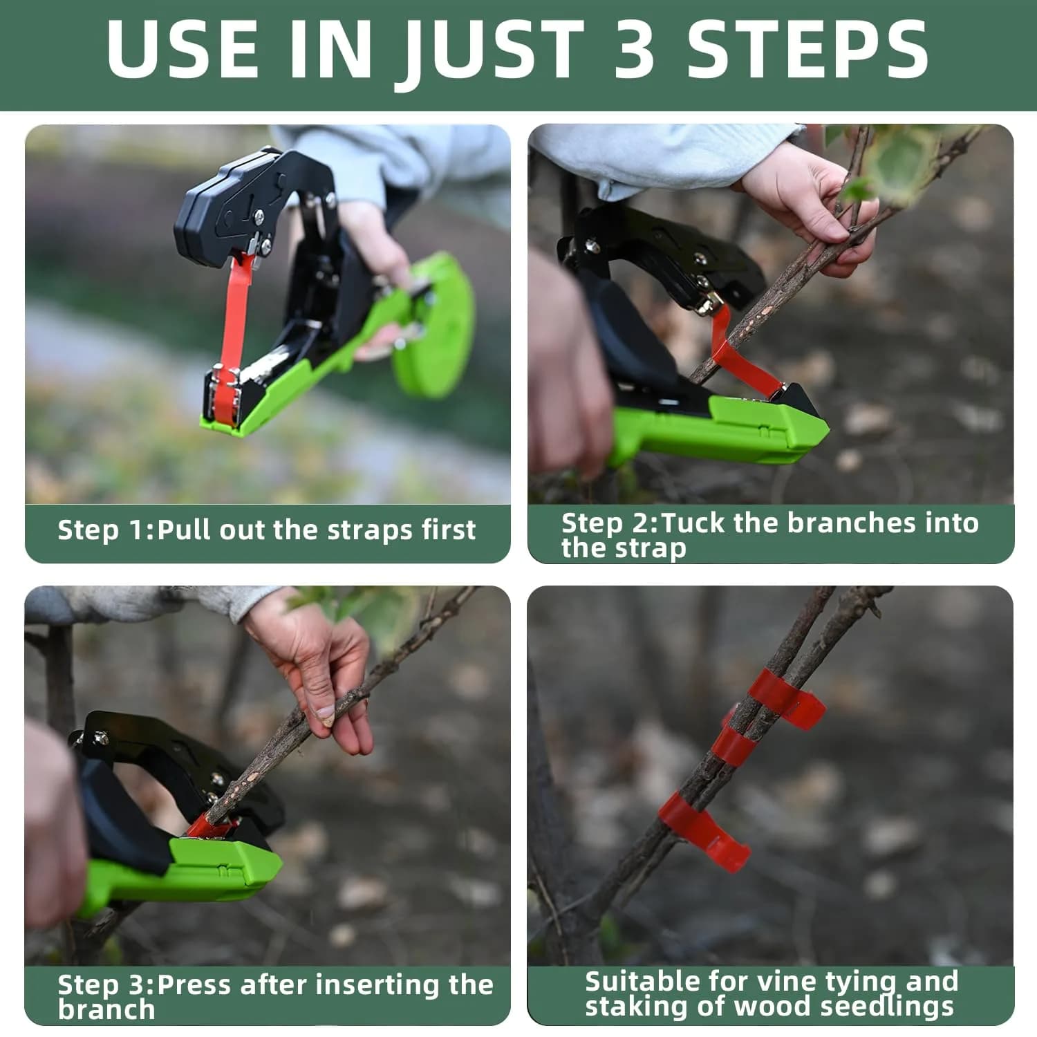 SUCA Green Plant Tying Machine with 20 Tape Rolls | 420g Lightweight Tool for Branches up to 45mm - view 7