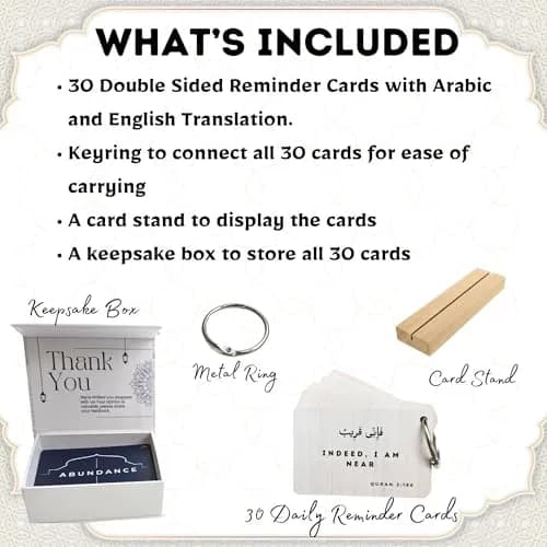 Zarf Limited Islamic Affirmations Cards (30 Daily Reminders) | Spiritual Quran Quotes, Durable 600gsm Paper, Portable Size thumbnail 3