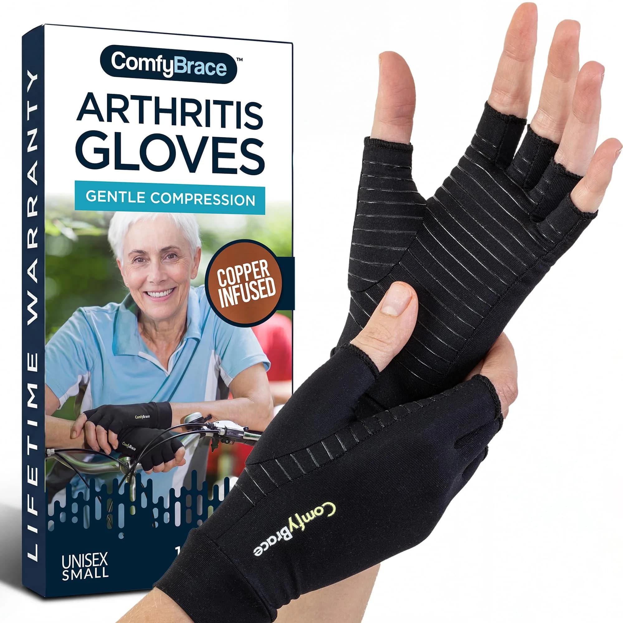 ComfyBrace Copper Arthritis Gloves XL (1 Pair) | Hand Compression Gloves for Swelling, Carpal Tunnel, Tendonitis Relief - main product image