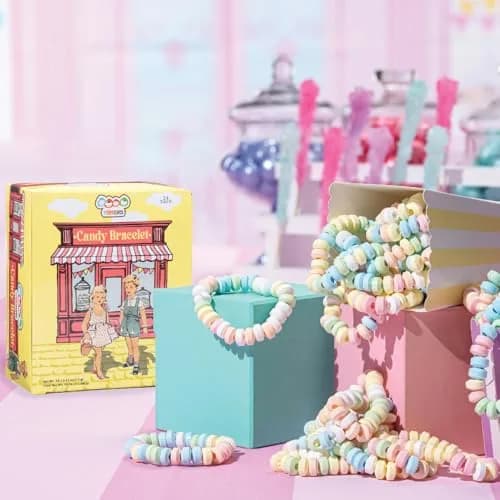 4YoreElves Candy Bracelets Individually Wrapped, Pack of 24 Pastel Candy Jewelry | Fun Retro Party Favors thumbnail 8