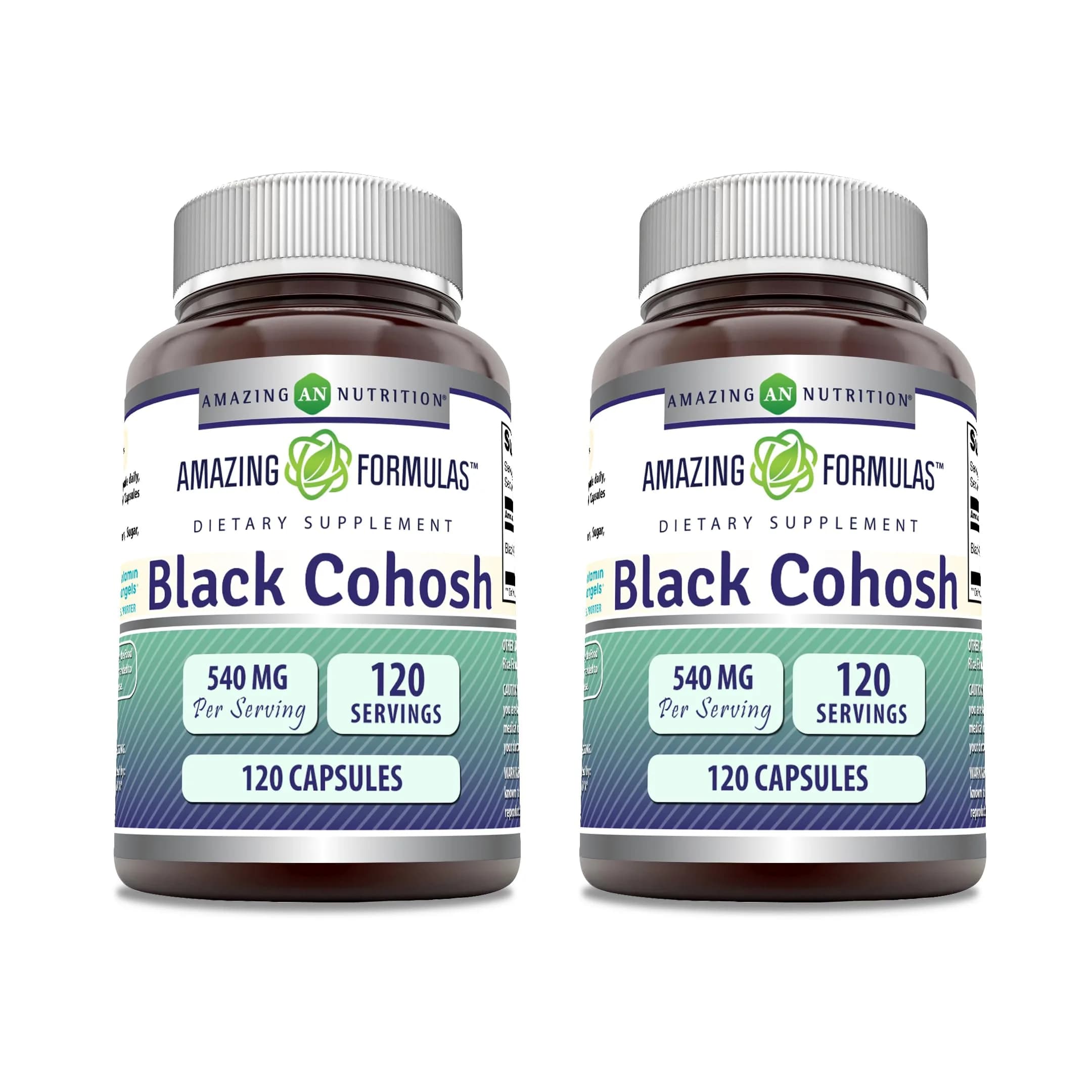 Amazing Nutrition Black Cohosh 540mg 120 Capsule Supplement | Gluten Free | Made in USA (2 Pack) — Capsule