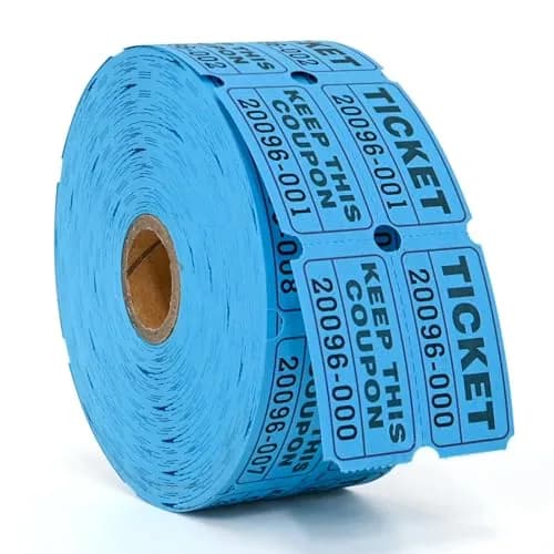 L LIKED Double Roll Raffle Tickets with Consecutive Numbering, 2000 Total Tickets (1000 Per Roll, Blue) - main product image