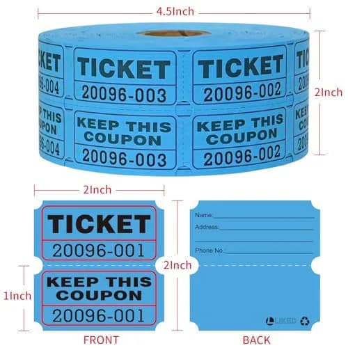 L LIKED Raffle Tickets Double Rolls 1000 Pairs Blue | Easy Separation & Clear Numbering for Events thumbnail 4