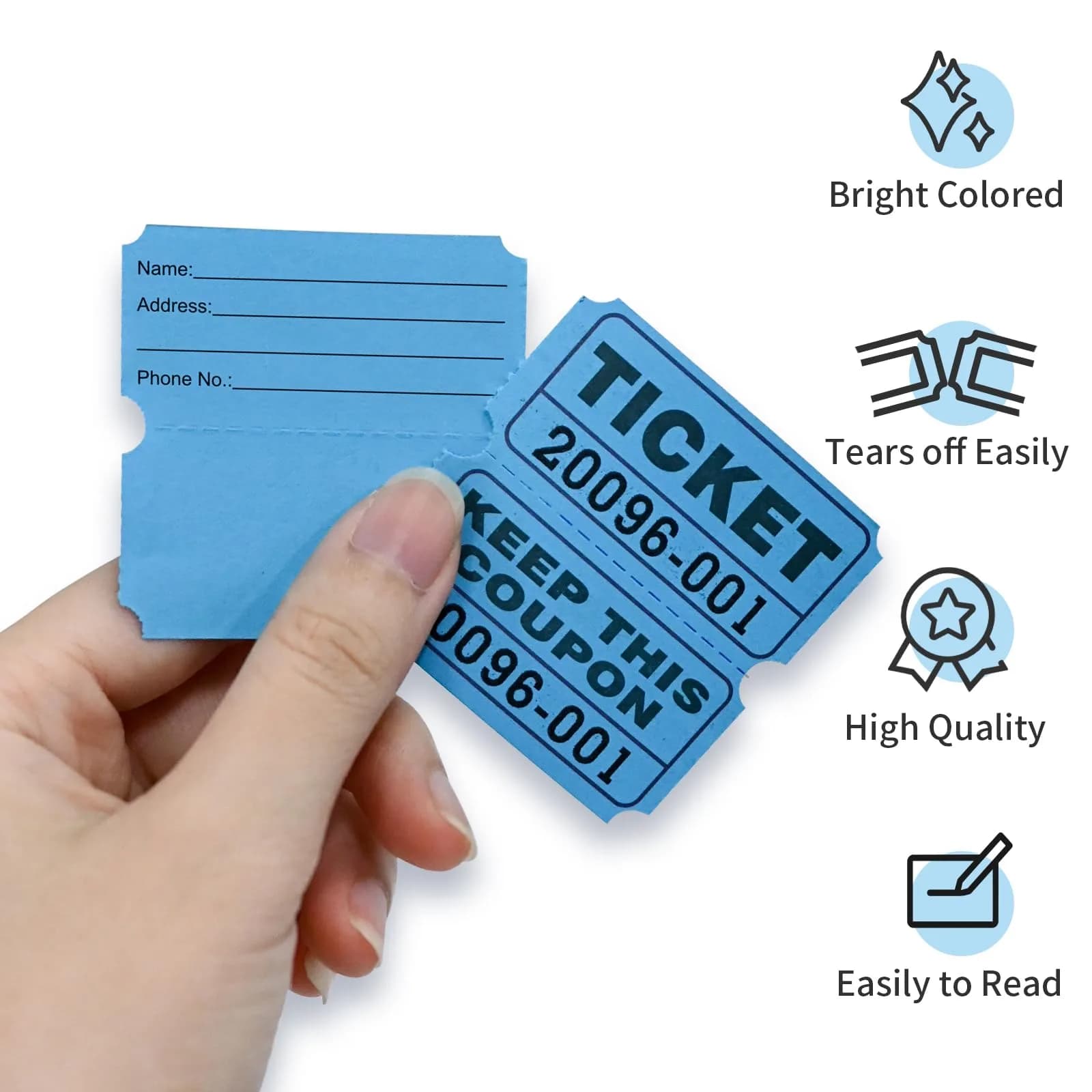 L LIKED Raffle Tickets Double Rolls 1000 Pairs Blue | Easy Separation & Clear Numbering for Events - view 3