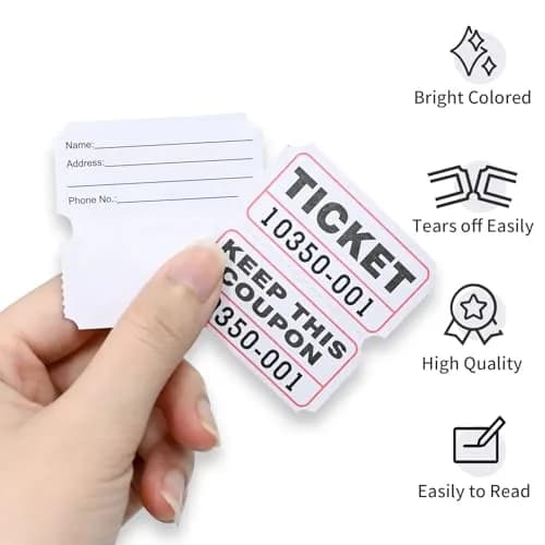 L LIKED White Raffle Tickets 2" x 2", Double Roll, 1000 Pairs/Roll | Consecutive Numbering for Easy Verification thumbnail 4